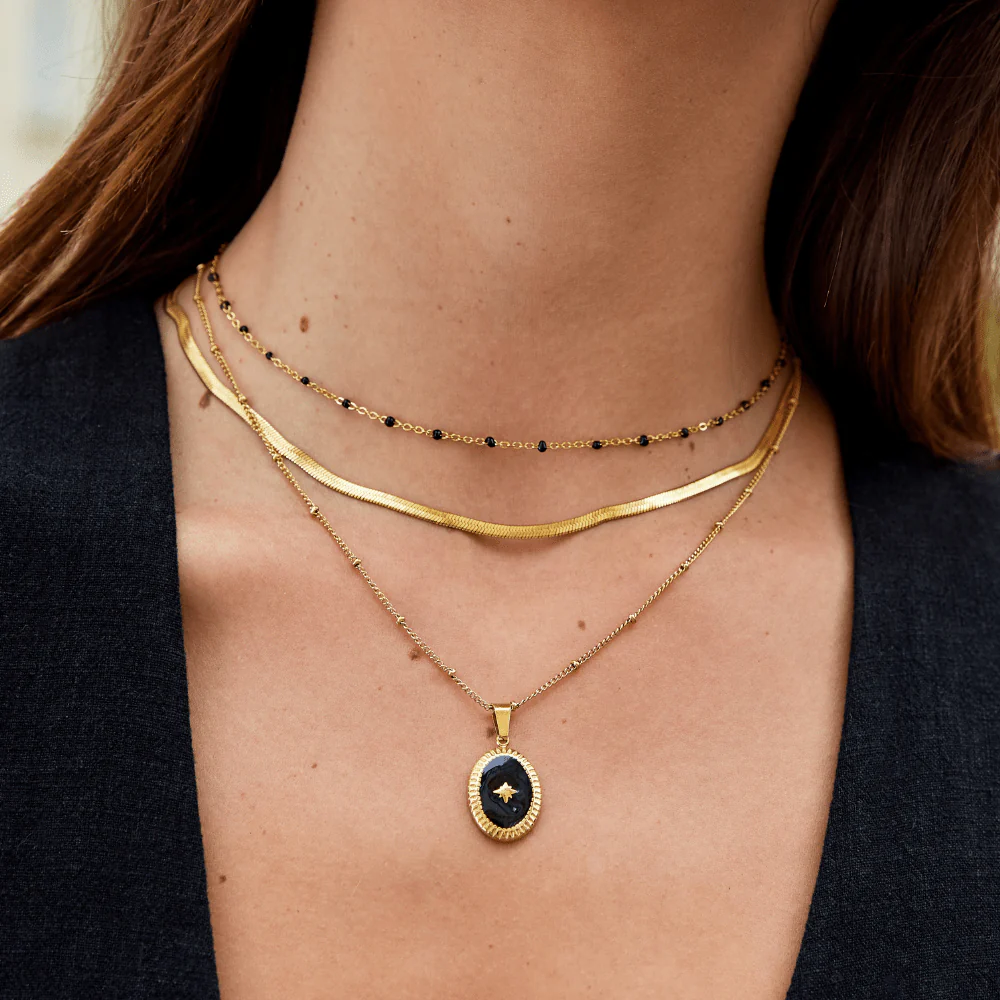 Mila Black Bead Necklace - Image 5
